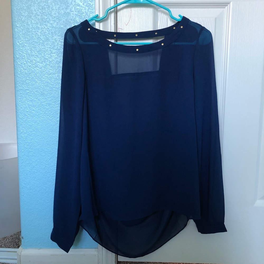 Women’s Navy Blue Loose Back Naked Zebra Blouse